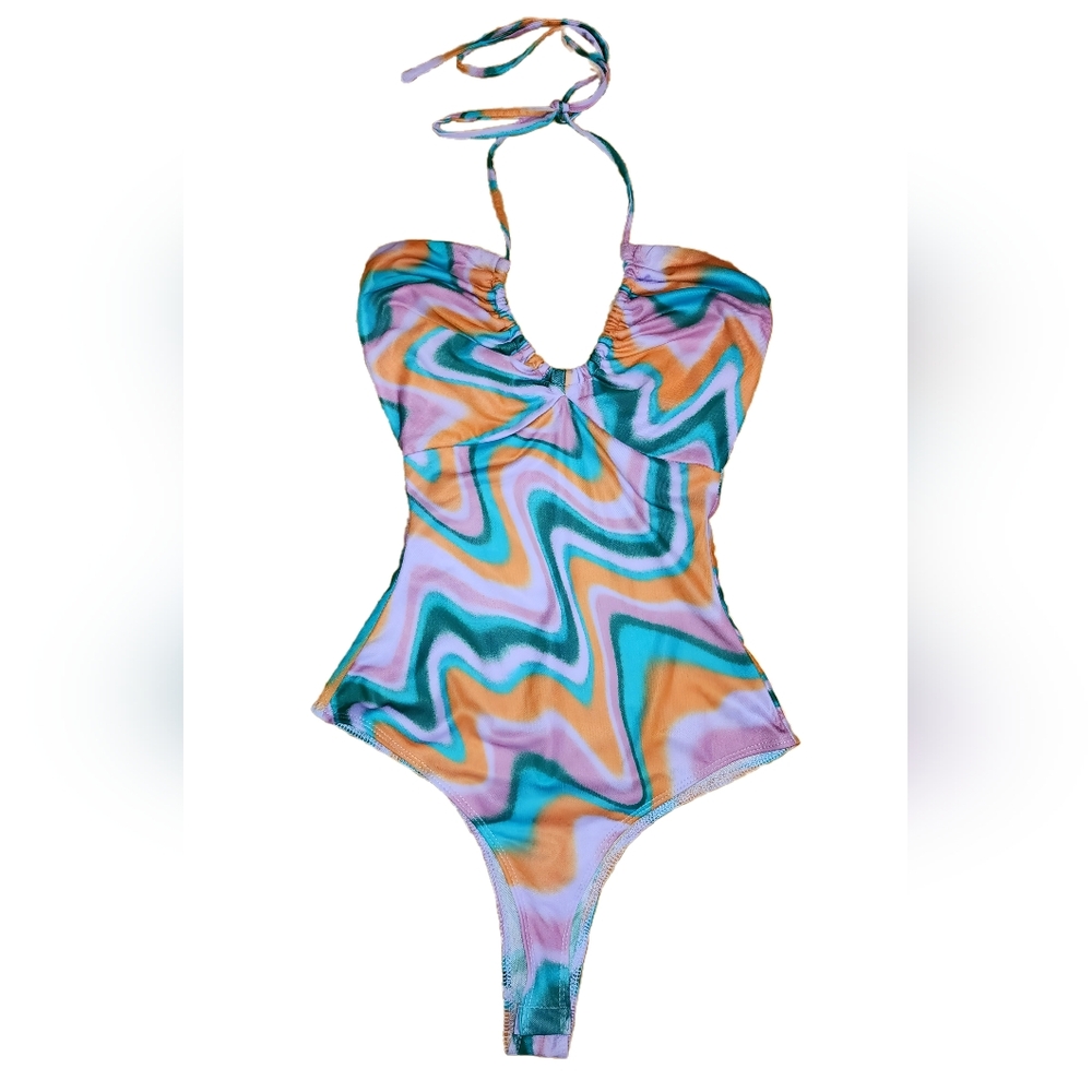 Cool Bright Colors Haltertop Bodysuit Size Small Windsor